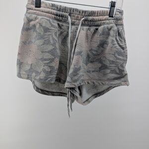 American Eagle Outfitters Floral Drawstring Athletic Shorts - Gray & Pink